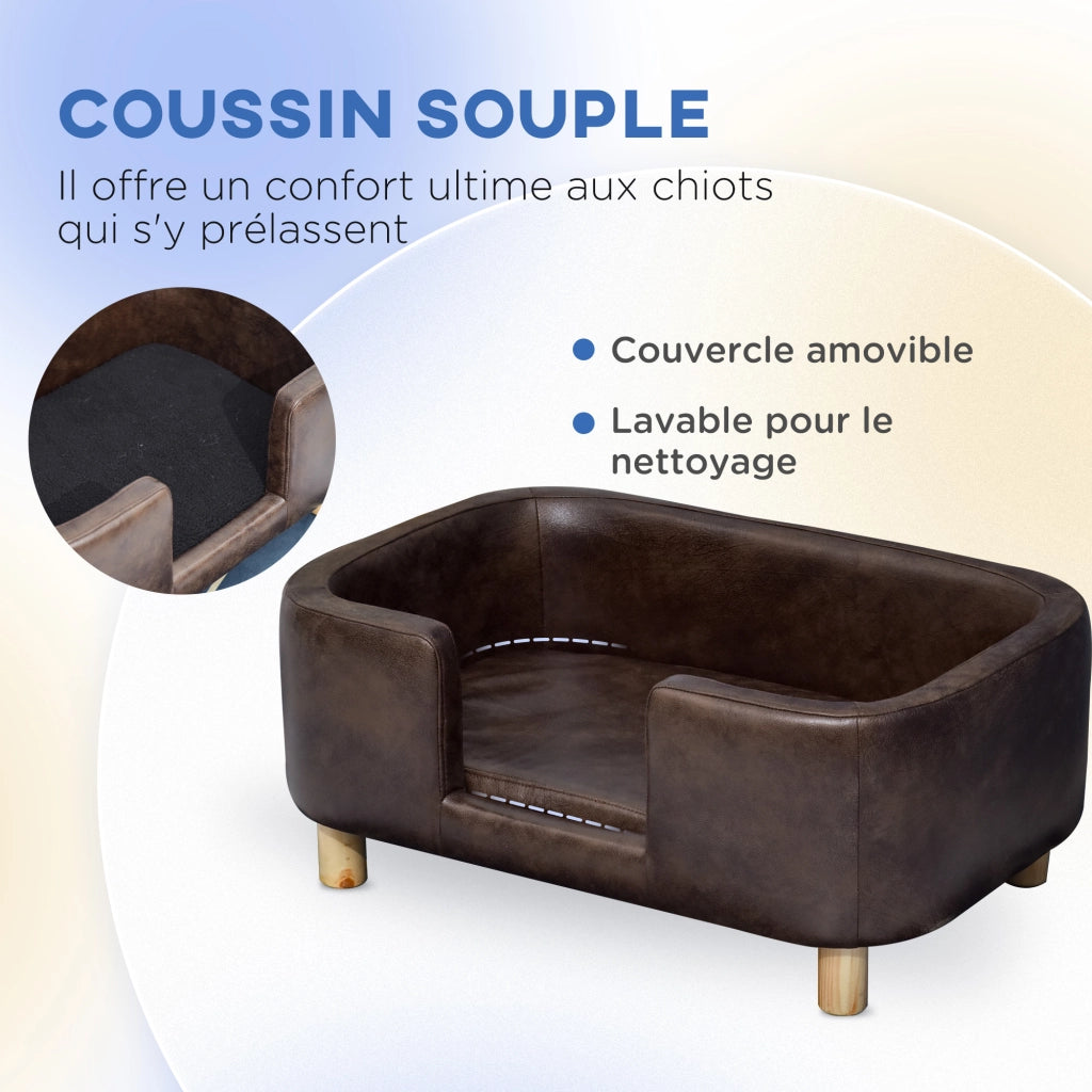 Letto per cani e gatti con cuscino ¨C Minimal ¨C 74x48.5x31 cm in microfibra marrone
