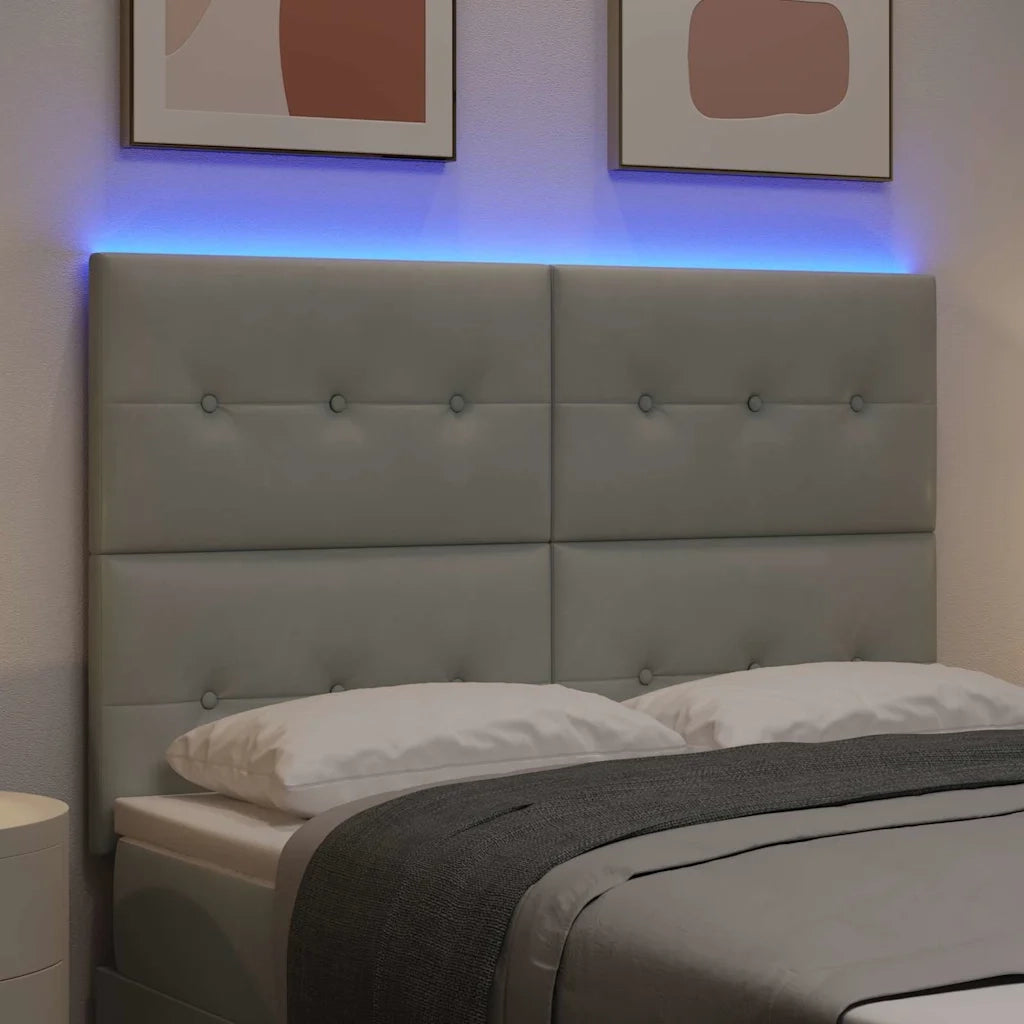 Testiera | Testata LED con strisce LED Grigio chiaro 160 cm Velluto