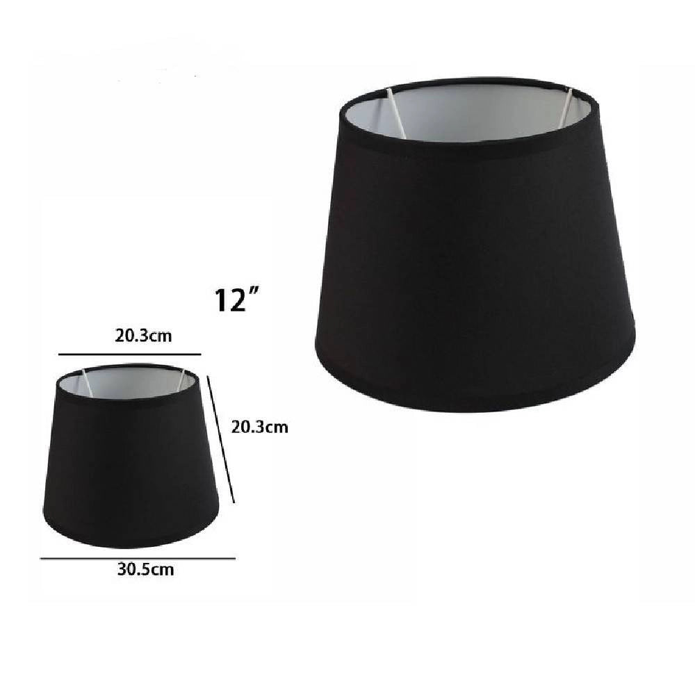 Trade Shop - Paralume Conico Cilindro Cappello Ricambio Per Lampada E Applique In Tessuto Tnt - Nero   -12"   -
