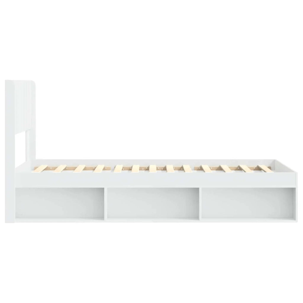 Struttura del letto con stoccaggio e testata-Giroletto con contenitore Bianco 90 x 200 cm 293531