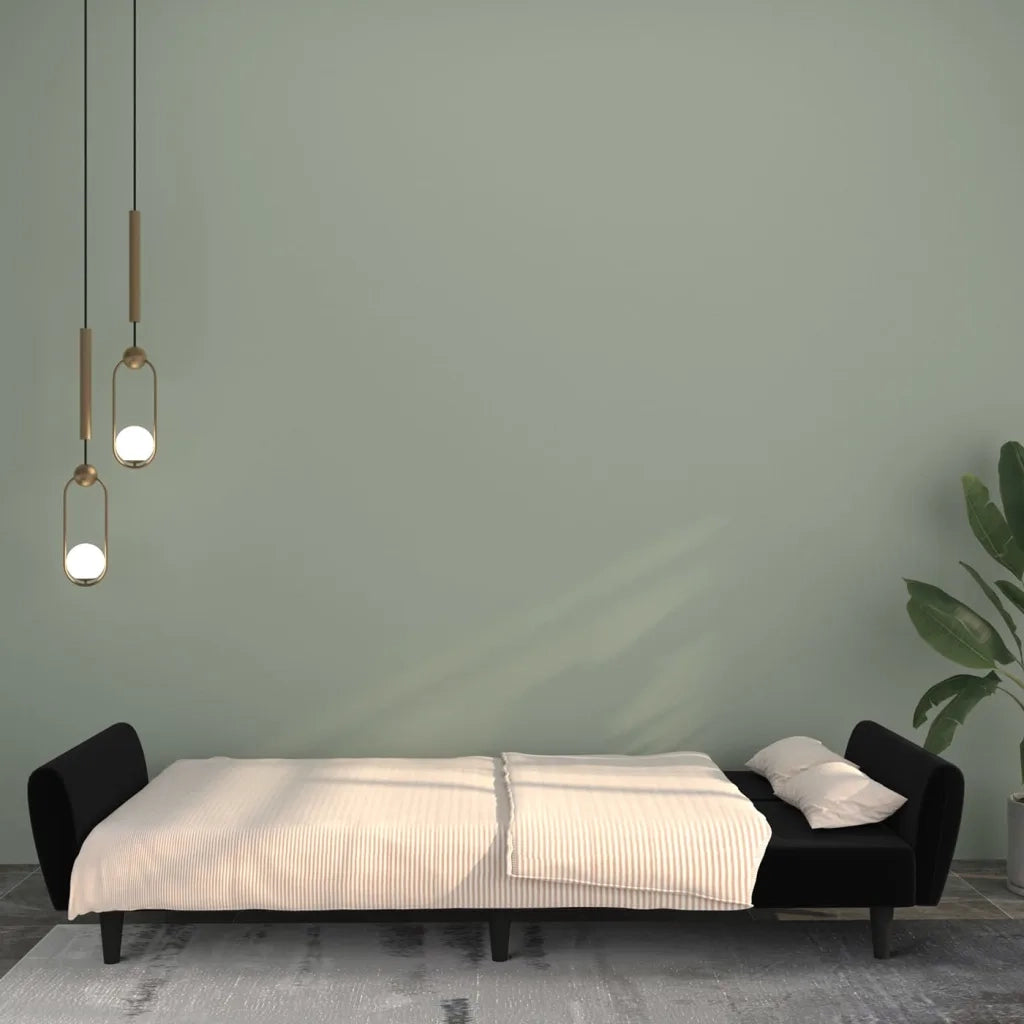 Divano Letto a 2 Posti-Sofa Letto 2 Posti-Daybed Nero in Velluto 155187