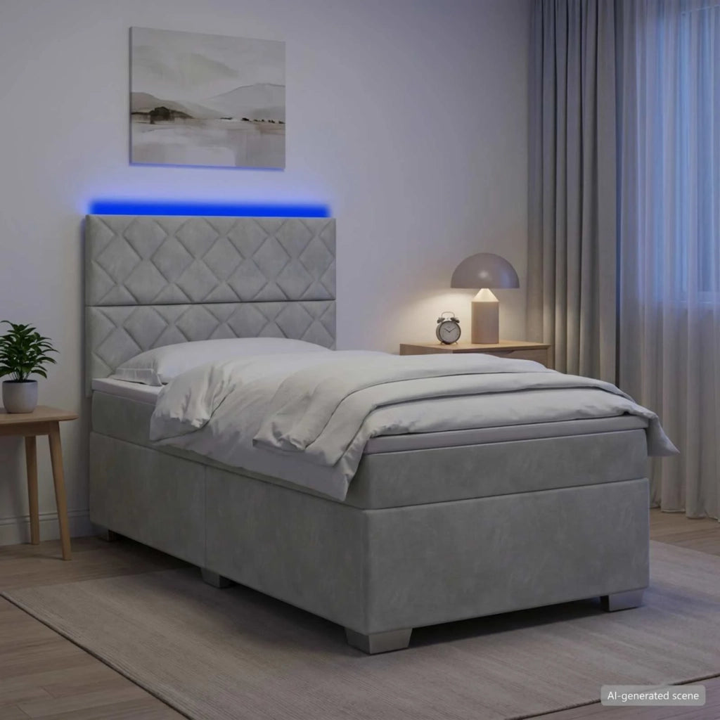 Letto box spring con materasso Grigio Chiaro 80 x 200 cm 3455000