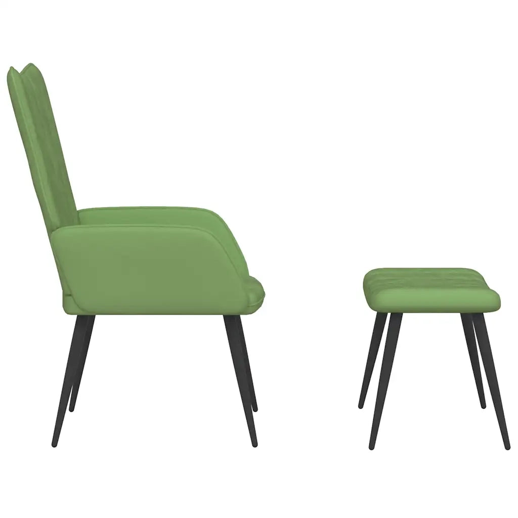 Poltrona Relax con Sgabello Verde Chiaro in Velluto 327691