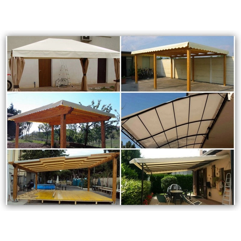 Telo PVC OSCURANTE Impermeabile Avorio | Telone Occhiellato Ogni 25CM 850g/mq | Copertura Esterna | 5x5m | Resistente Multiuso