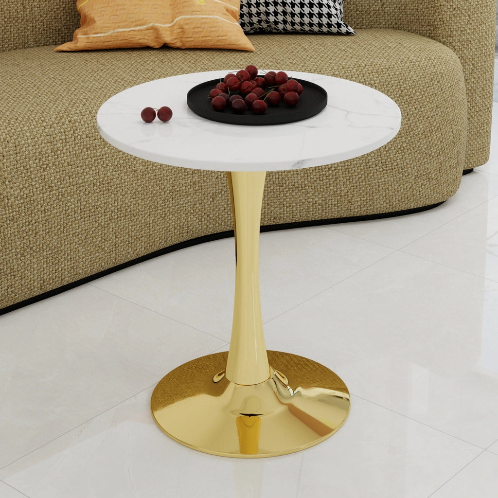Tavolino da Caff¨¨ Rotondo ¨C MINIMAL ¨C Marmo Bianco, 70 cm