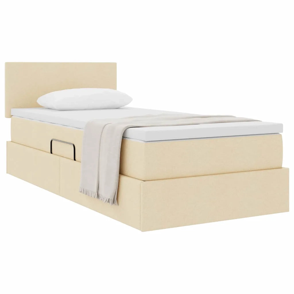 Letto con contenitore e materasso Crema 100 x 200 cm