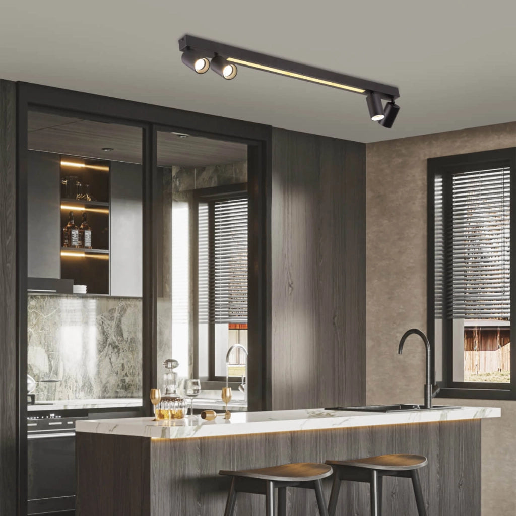 Plafoniera Perugia 4xGU10+1 LED nero/oro Light Prestige