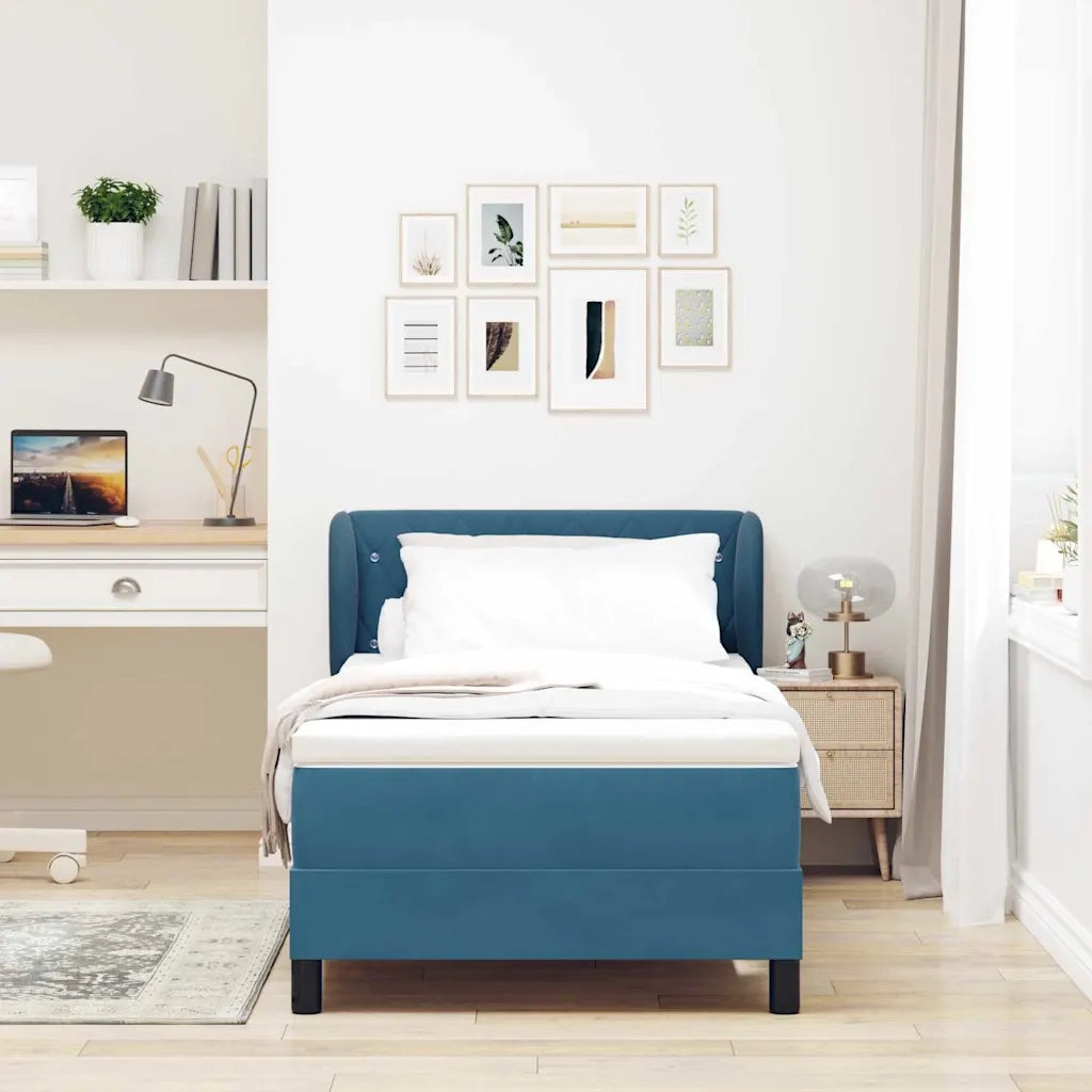 Letto a molle con testiera Blu scuro 90 x 200 cm Velluto 3340320