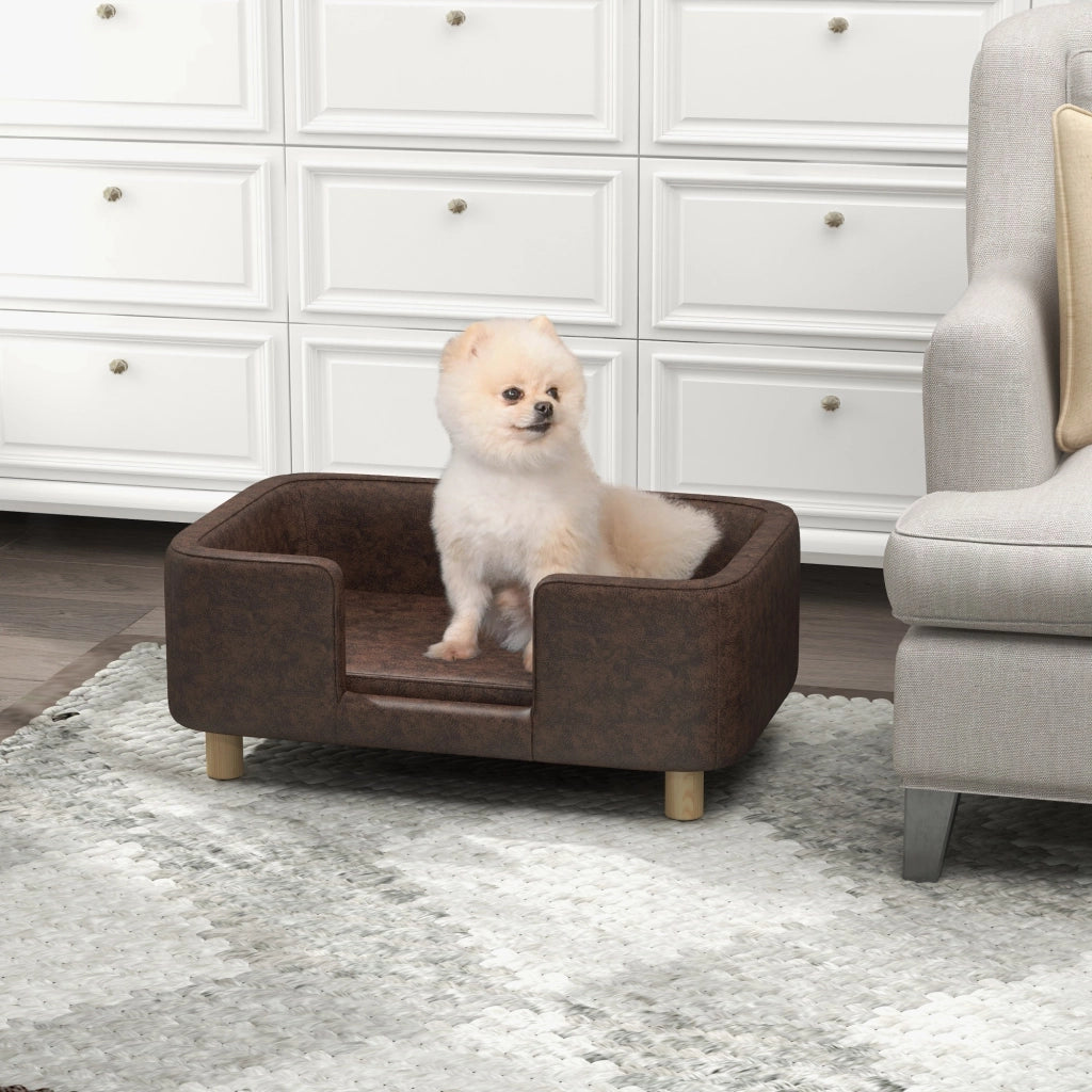 Letto per cani e gatti con cuscino ¨C Minimal ¨C 74x48.5x31 cm in microfibra marrone
