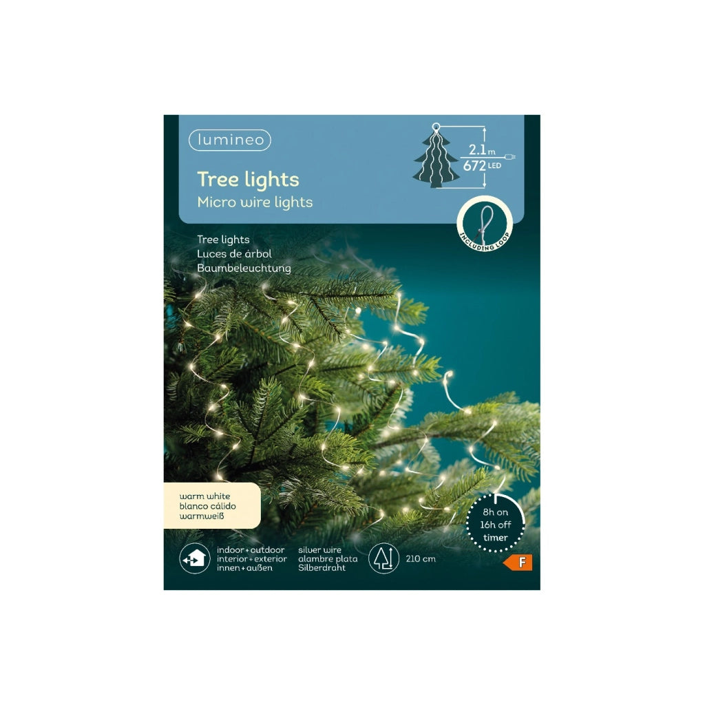 Micro LED a grappolo x albero arg/bianco caldo 210cm 8Funz OUT