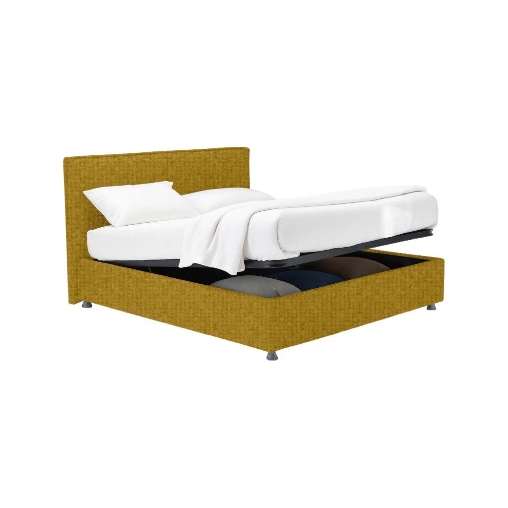 Lichfield, Letto Matrimoniale Sfoderabile Made in Italy, Giallo Ocra