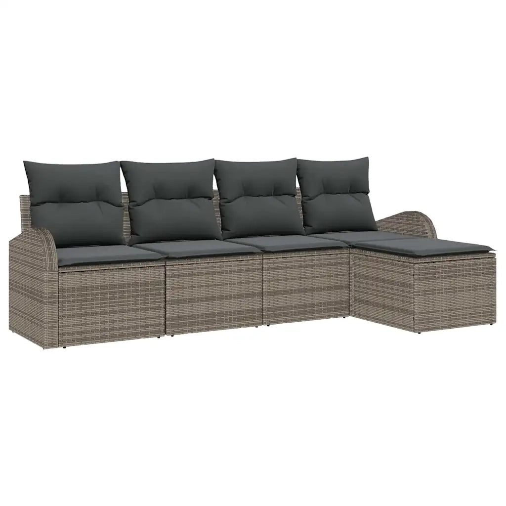 Set Divano da Giardino Grigio polyrattan