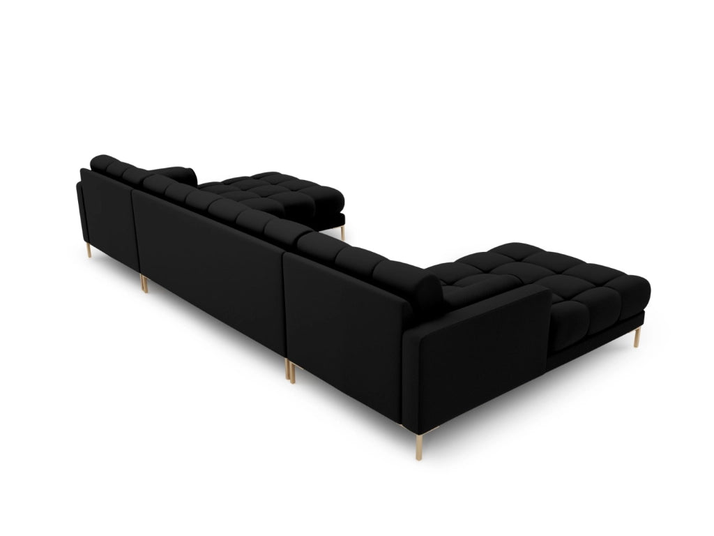Cosmopolitan Design - Divano panoramico "Bali" 7 posti in tessuto strutturato nero 