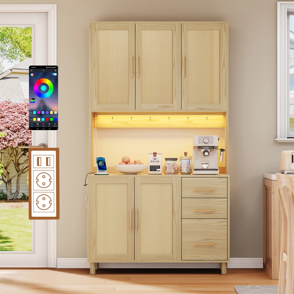 Credenza Buffet con LED, Cassetti e Ripiani ¨C MINIMAL ¨C Bianco/Oro, 183 cm