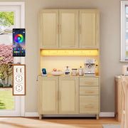 Credenza Buffet con LED, Cassetti e Ripiani ¨C MINIMAL ¨C Bianco/Oro, 183 cm