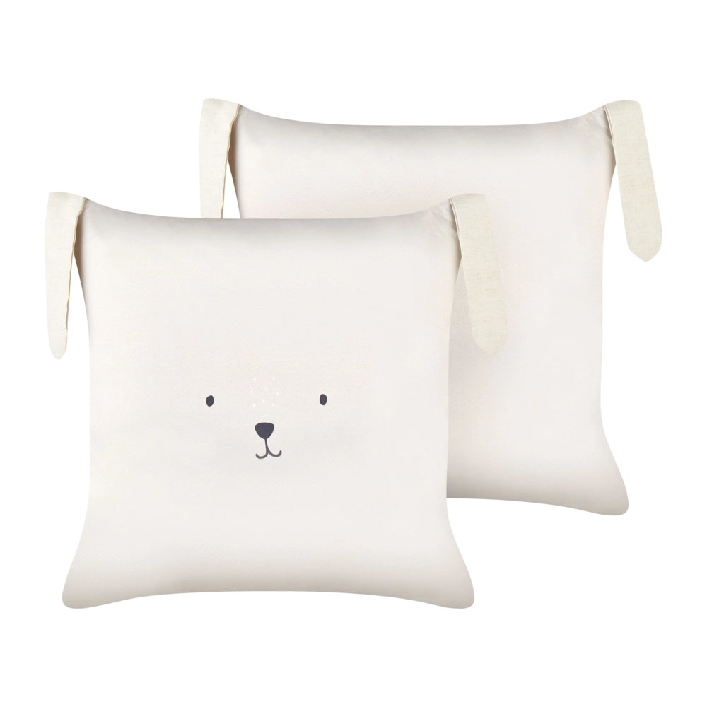 2 cuscini decorativi per bambini in cotone beige chiaro 45 x 45 cm con motivo a coniglietto