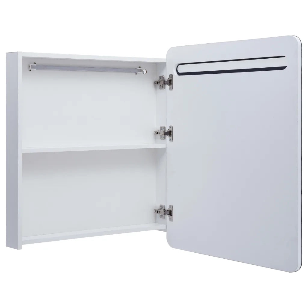 Armadietto Bagno con Specchio e LED-Mobile bagno con specchio 68x9x80 cm