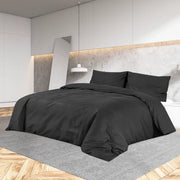 Set Copripiumino Nero 260x240 cm in Microfibra Leggera 135972
