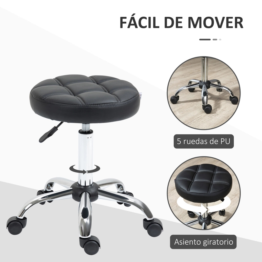 Sgabello Girevole Regolabile in Altezza ¨C Minimal ¨C Nero, Pelle, 48-63 cm