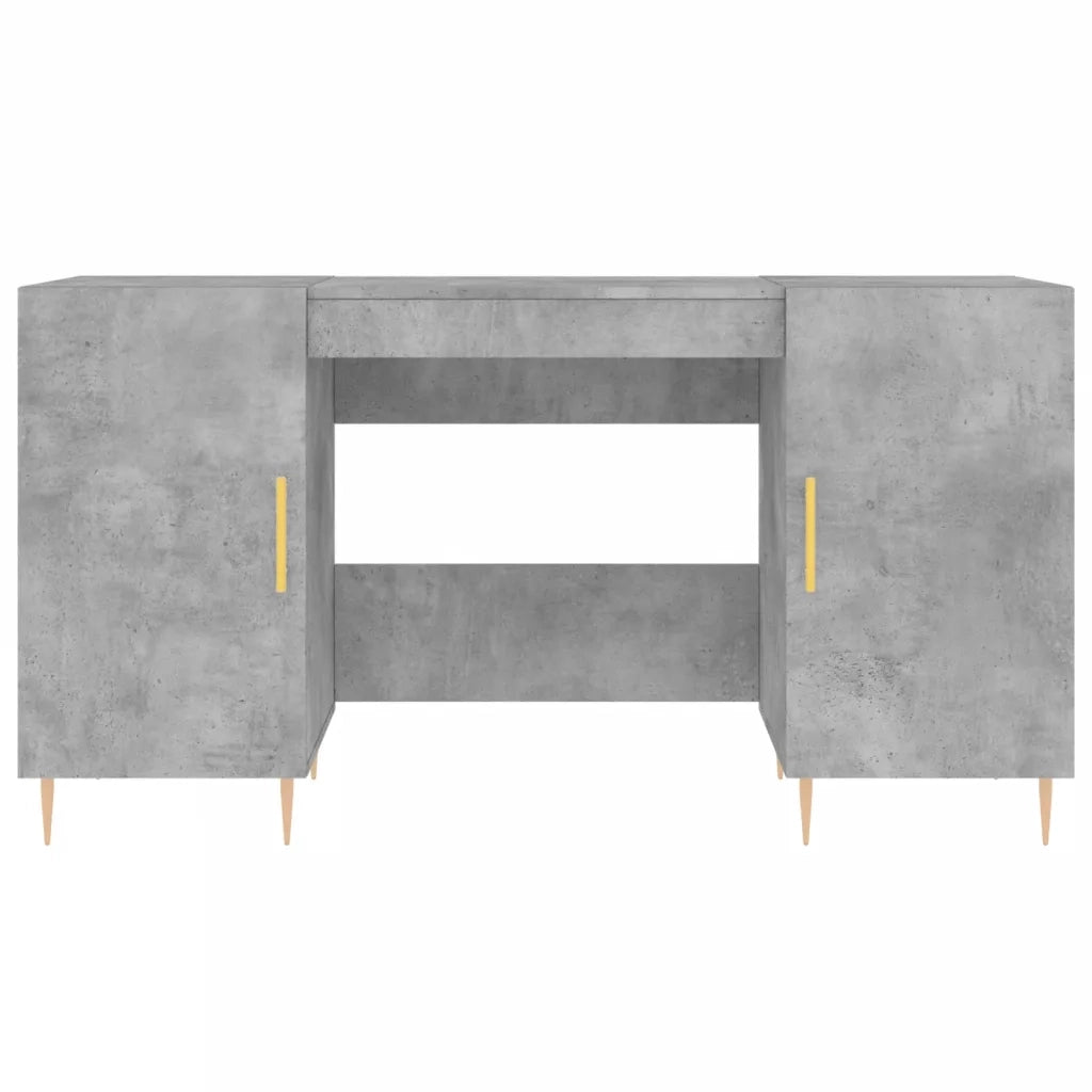 Scrivania | Tavolo da Ufficio Grigio Cemento 140x50x75 cm in Legno Multistrato