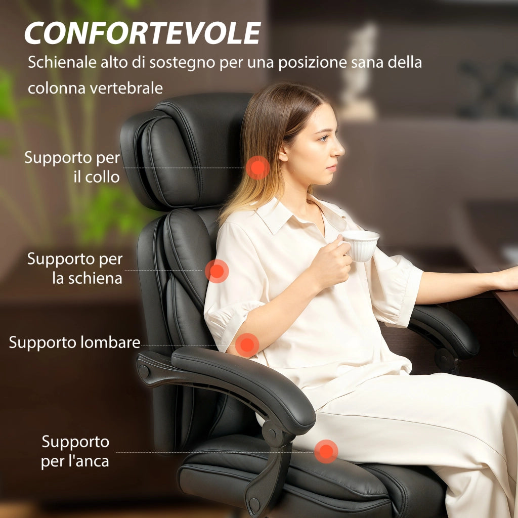 Sedia da Ufficio in Pelle ¨C Minimal ¨C Nero