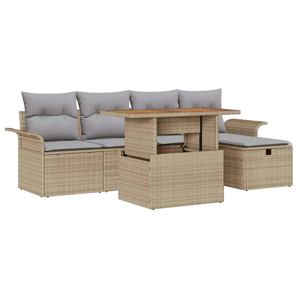 Set Divano da Giardino 6 pcs Beige polyrattan 3361238