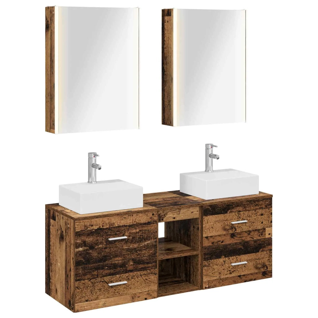Set di mobili per il bagno 5 pz Legno antico 3406813