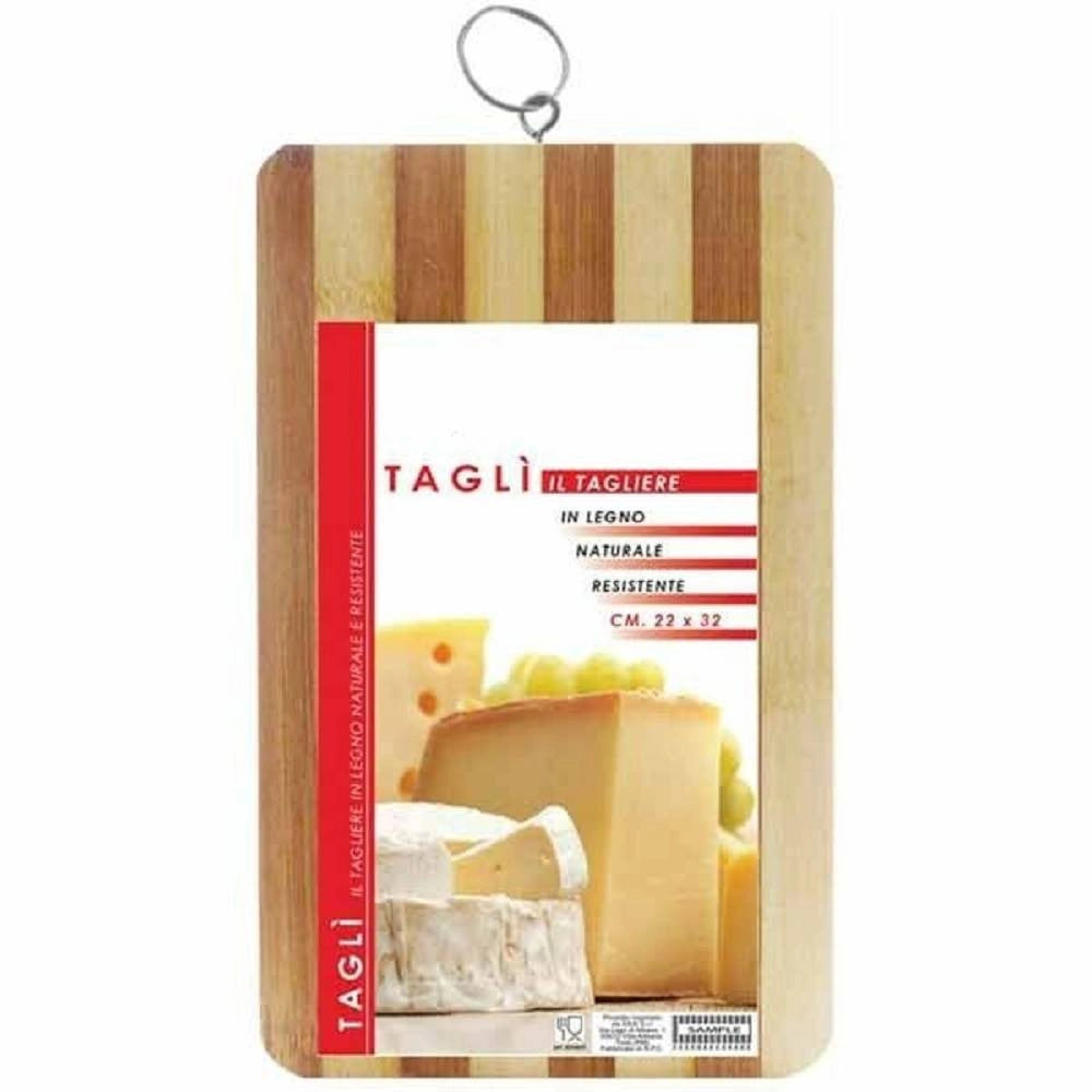 Trade Shop - Tagliere In Legno Naturale Resistente Per Alimenti Cucina Casa 22 X 32 Cm -