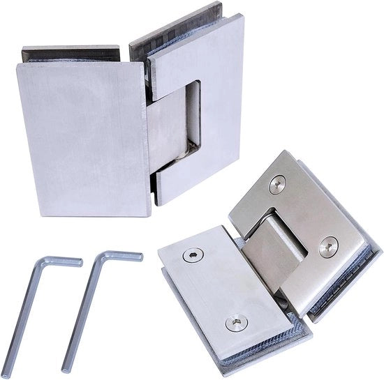 Serrature a doppia testa per porte di vetro - Serrature per porte di vetro - Montaggio porta bagno - Angolo 135 gradi - 8-12 mm di spessore del vetro - Serrature a doppia testa in acciaio inox liscio