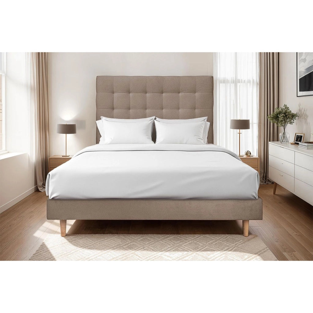 Letto 200x200 cm con testata imbottita - Tessuto velluto