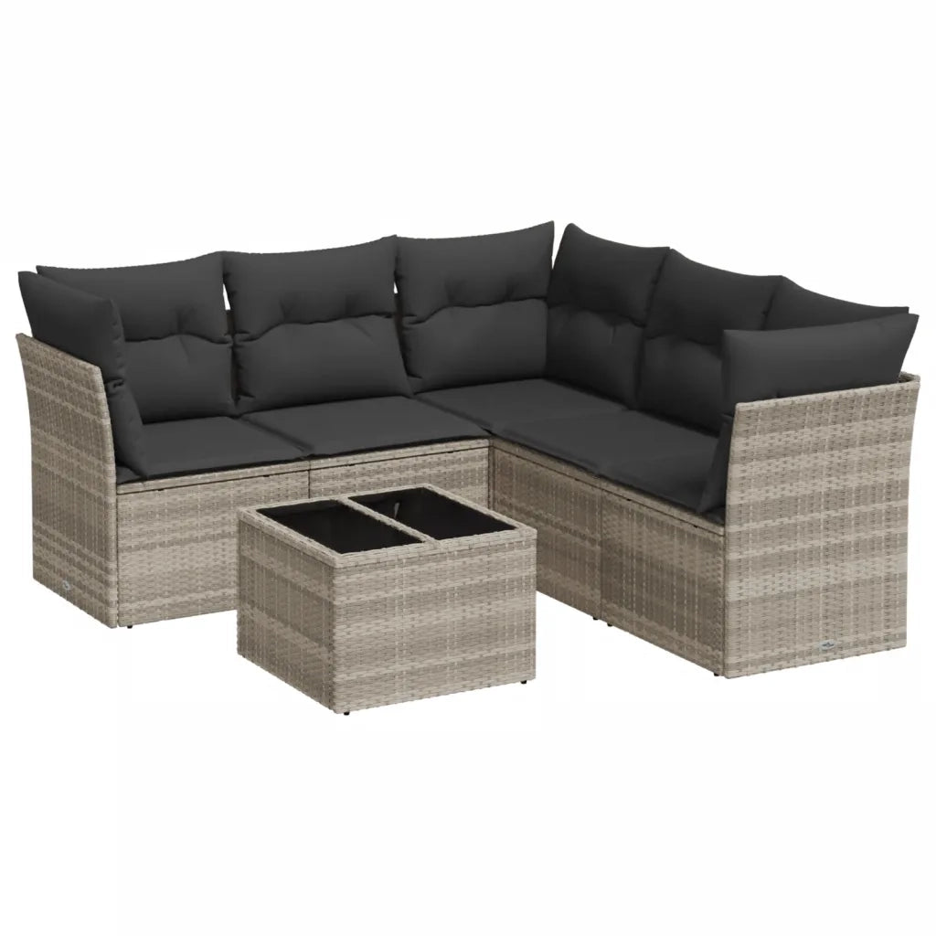Set Divano da Giardino 6pz con Cuscini Grigio Chiaro Polyrattan 3249471