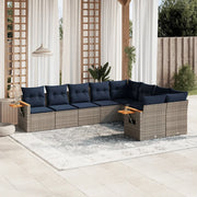 Set Divani da Giardino 9 pz con Cuscini Grigio in Polyrattan 3227146