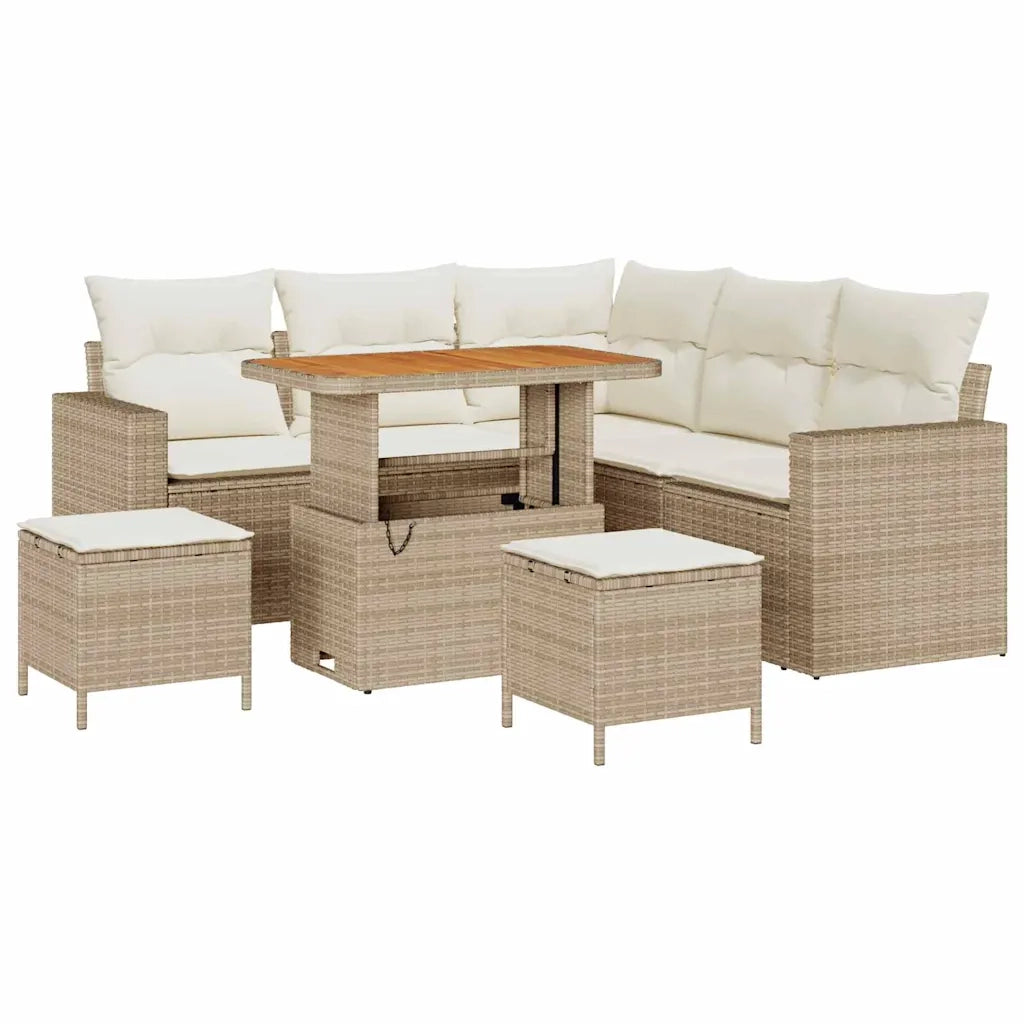 Set Divano da Giardino 8 pcs Beige polyrattan 3361616