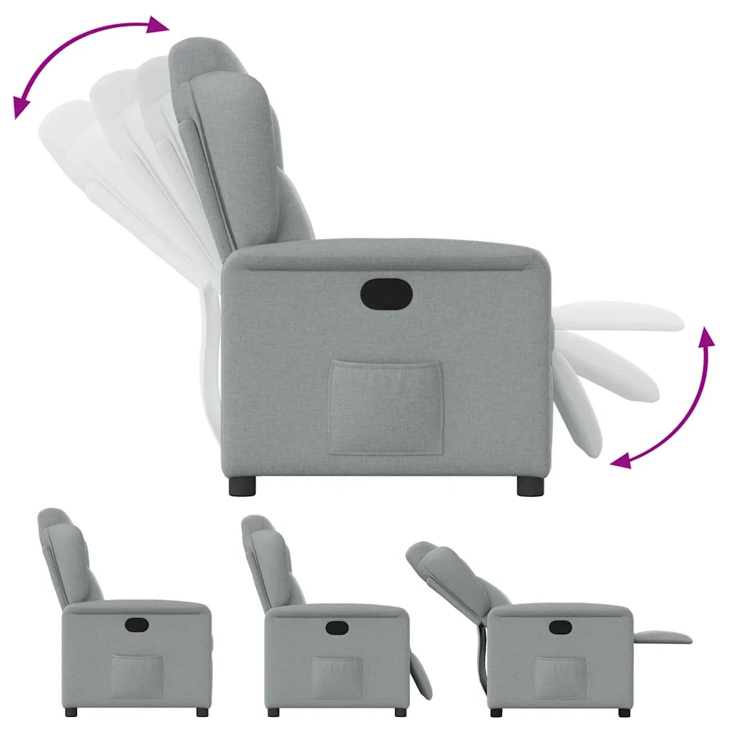 Poltrona | Sedia Relax Reclinabile in Tessuto Grigio Chiaro