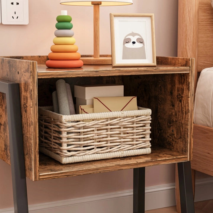 Comodino loft rustico mensola in legno industriale camera da letto