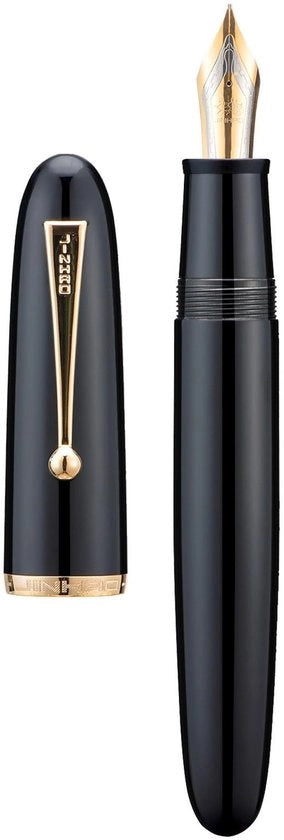 Penna Dadao con punta fine, dimensione 8, impugnatura di acrilico nero con clip dorata, grande formato