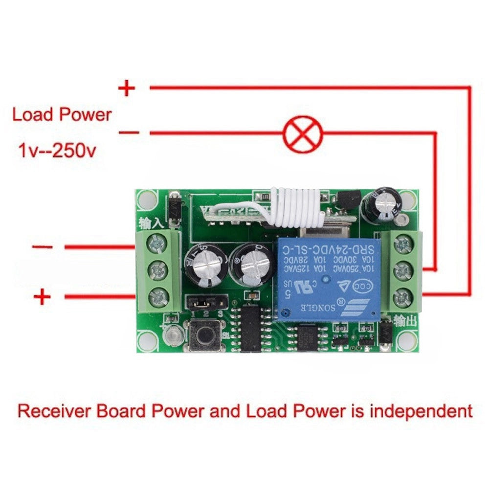 Trade Shop - Kit Ricevitore Relè+ 2 Telecomandi Universale Radiocomando 433mhz Cancelli Luci -