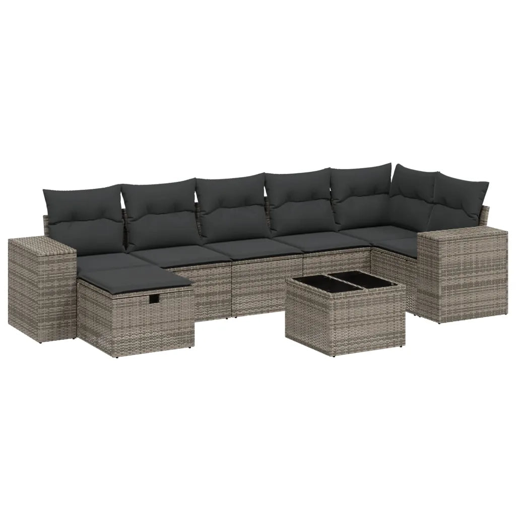 Set Divano da Giardino 8 pz con Cuscini Grigio in Polyrattan 3264446