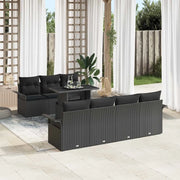 Set Divano da Giardino con cuscino 8 pcs Nero polyrattan 3348229