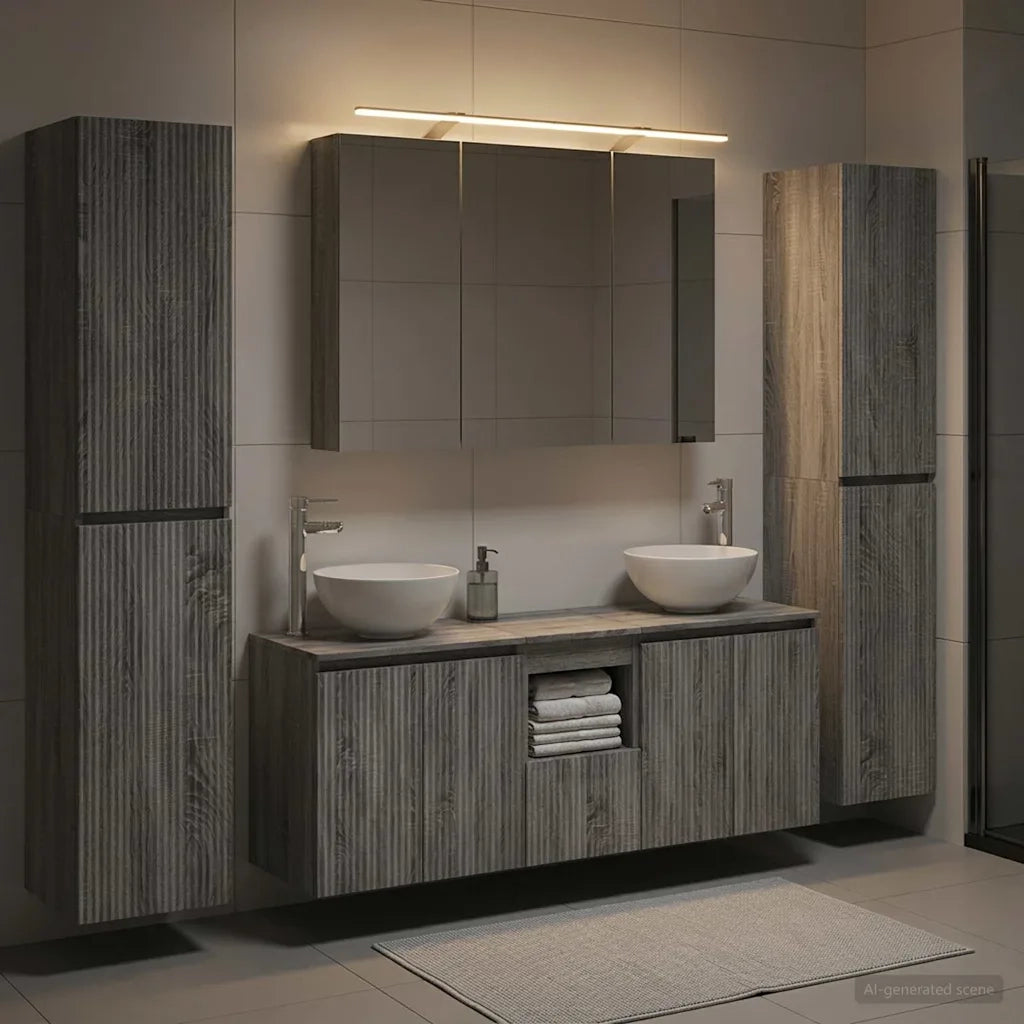 Set di mobili per il bagno 6 pz Sonoma grigio 3407212