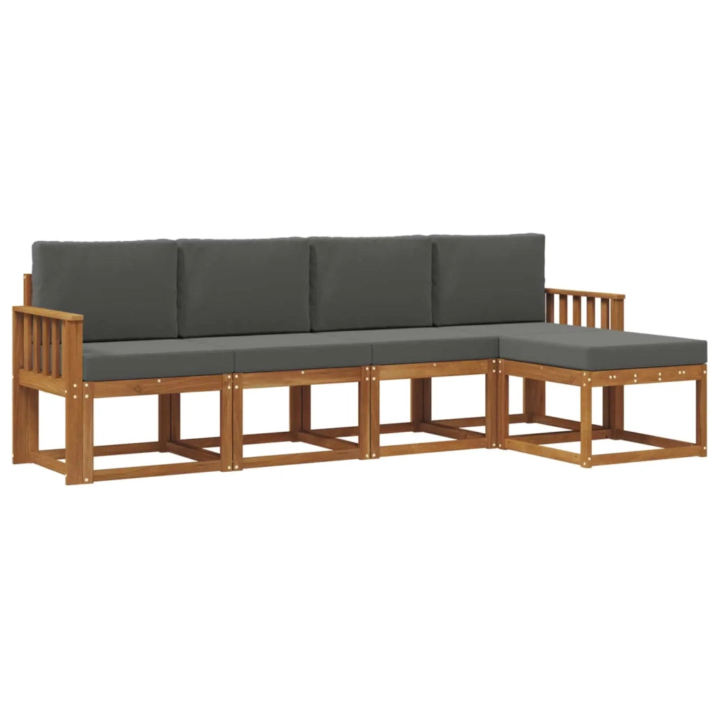 Set di divani da esterno con cuscino 5 pcs Naturale e Antracite 3366250