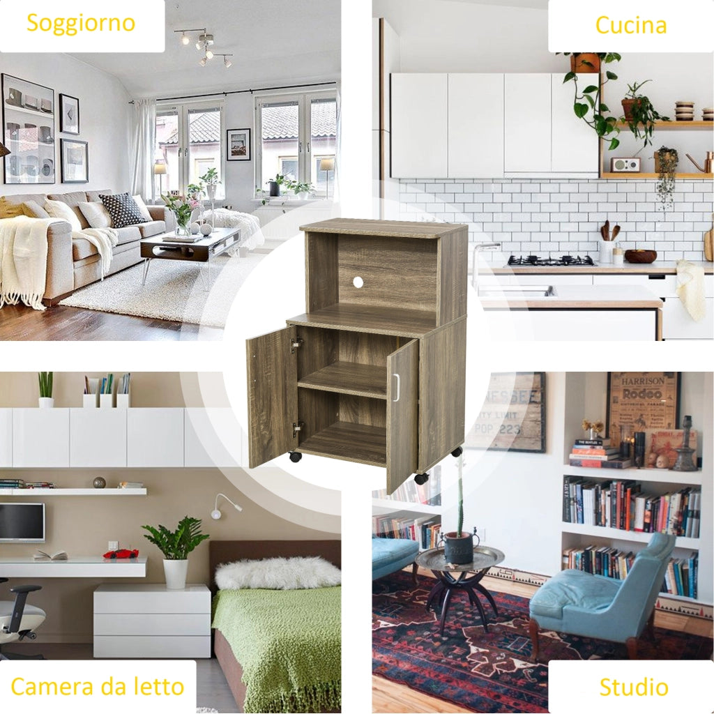 Armadio Multiuso con Ruote e Ripiano ¨C zephmum ¨C Grigio 60.4x40.3x97cm