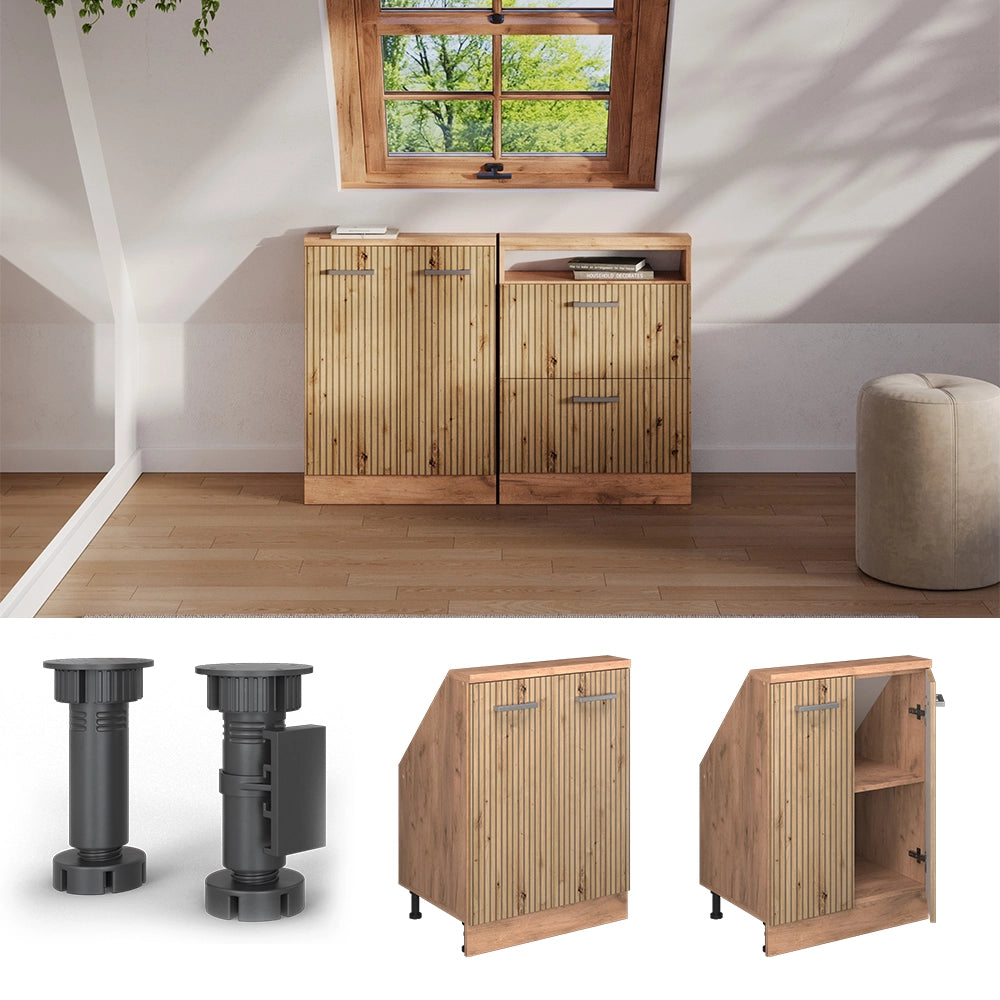 Mobile sottotetto Rion Rovere artigianale/Rovere dorato con 2 porte Vicco
