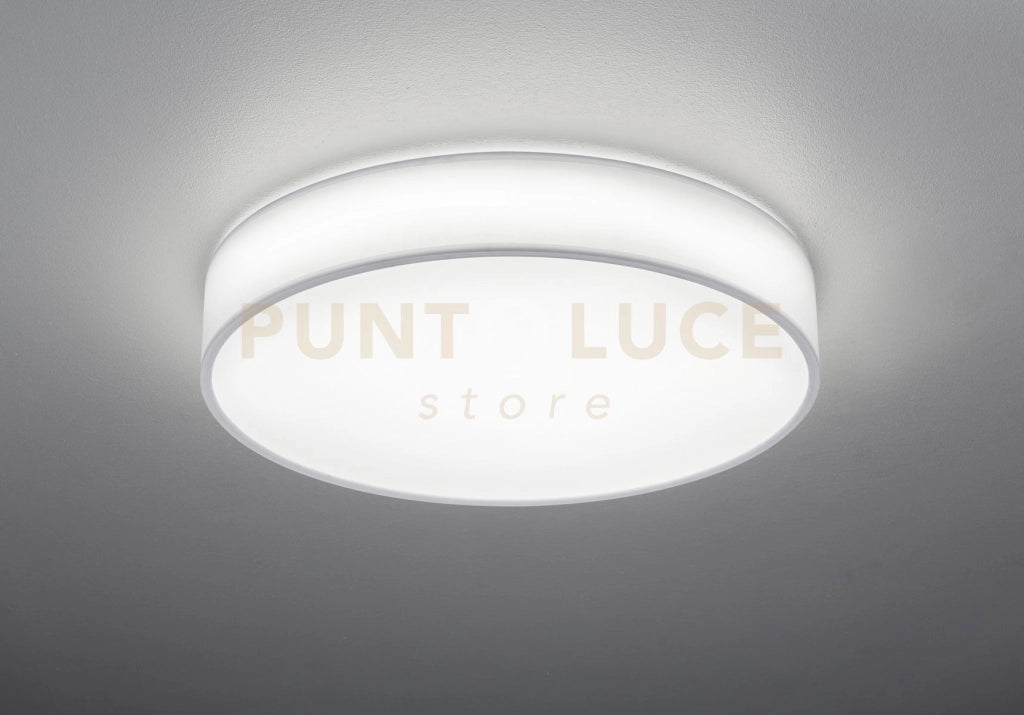 LUGANO PLAFONIERA LED 42W 4900lm, 3000 - 5000K DIFFUSORE PARALUME STOFFA BIANCO E SCHERMO BIANCO CON TELECOMANDO REGOLAZIONE LUCE CALDA E FREDDA E INTENSITA' D.60CM