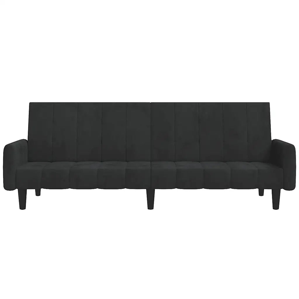 Divano Letto a 2 Posti-Sofa Letto 2 Posti-Daybed Nero in Velluto 641257