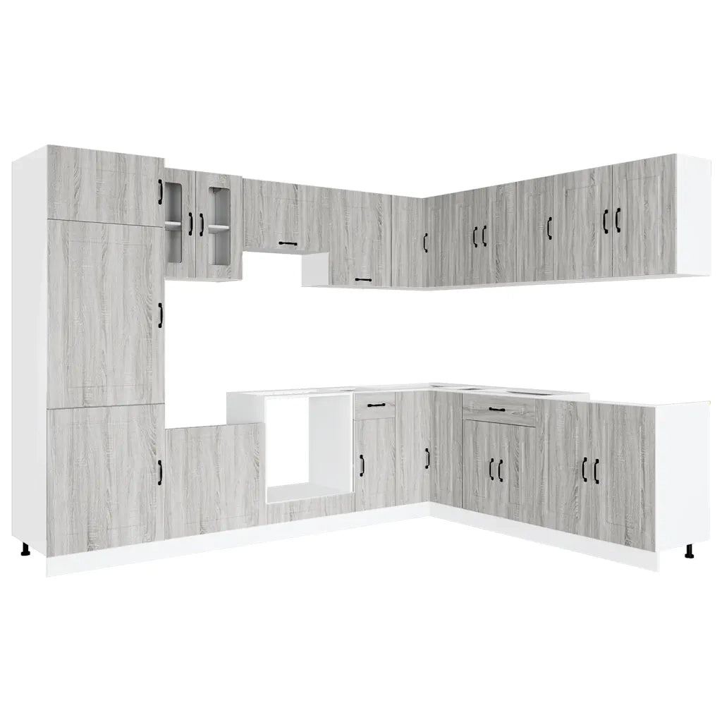 Set Mobili da Cucina 14 pz Kalmar Grigio Sonoma in Truciolato 3314977