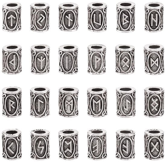 Accessori Creativi per Gioielli DIY - Elementi di Runa Viking - Spacer Metallico Antico - 24 pezzi - Accessori per Gioielli in Metallo