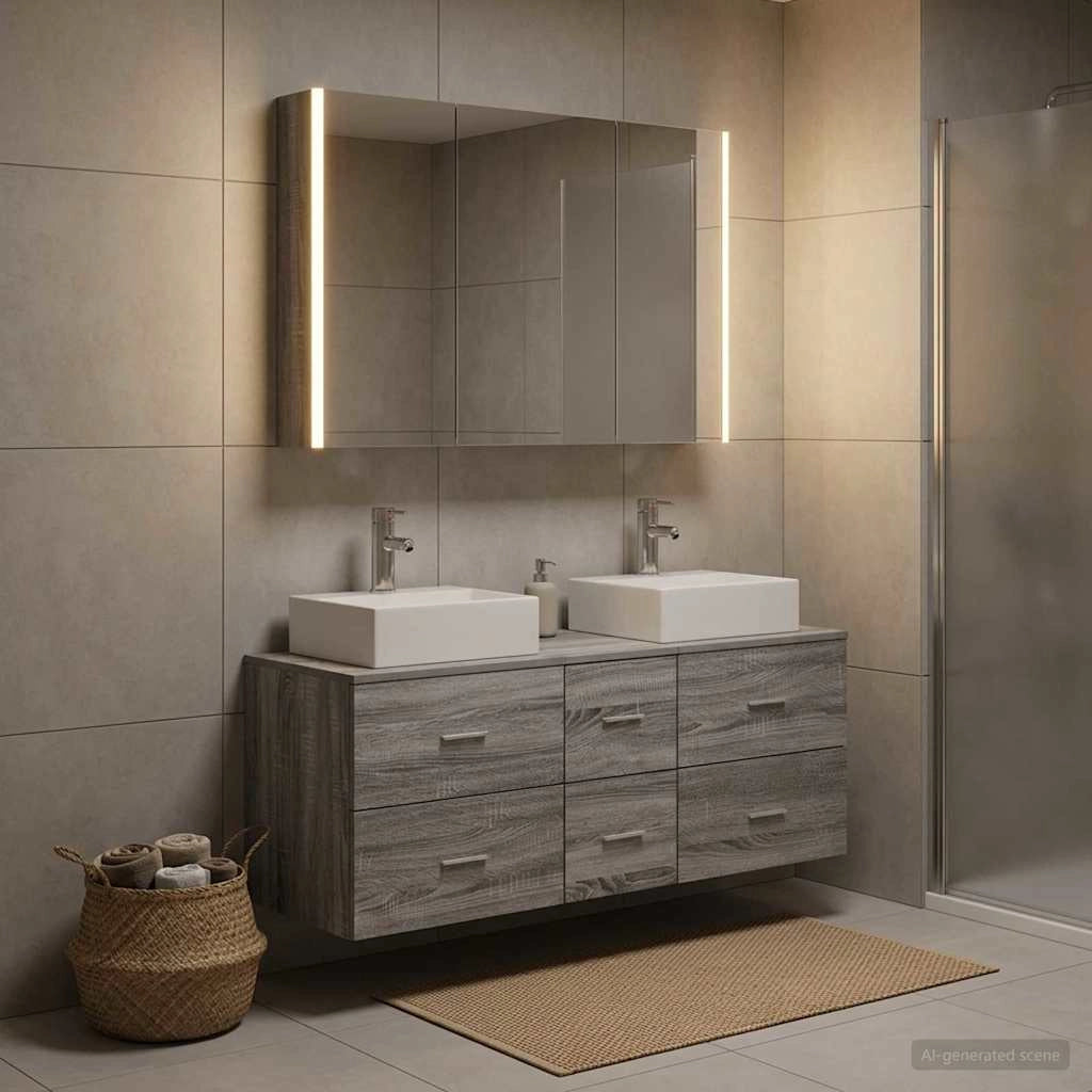 Set di mobili per il bagno 4 pz Sonoma grigio 3406828