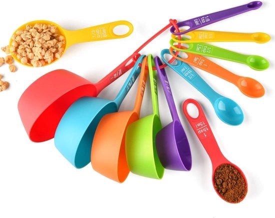 Set di Misurazione in Plastica - 12-Del - Cucchiaini e Cucchiai da Cucina in Plastica - Misura Liquidi e Solidi - 12-Del - Cucchiaini e Cucchiai in Kunststof ml