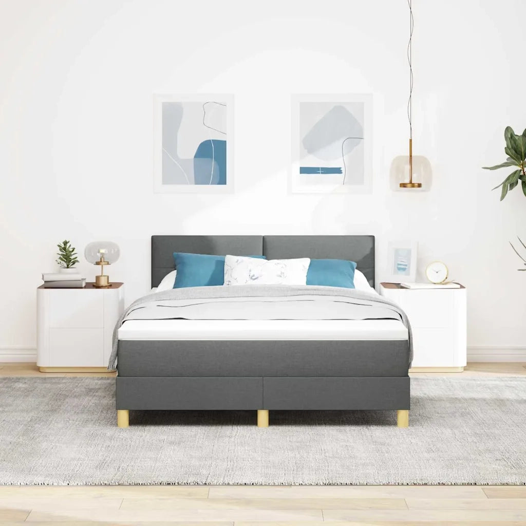 Letto a Sorgente LED con led Grigio scuro 140 x 200 cm Tessuto